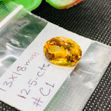 Citrine Faceted Oval Cabochon 18x13 mm size Weight 12.5 Cts Code # C1 AAA Quality- Natural Citrine Faceted Oval Cabs