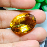 Citrine Faceted Oval Cabochon 24.50x18.50 mm size Weight 29.5 Cts  Code # C13 AAA Quality- Natural Citrine Faceted Oval Cabs