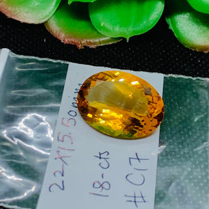 Citrine Oval Faceted  Cabochon 22x15.500 mm size Weight 18 Cts  Code # C17 AAA Quality- Natural Citrine Faceted Oval Cabs