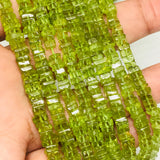 Peridot Slice shape Beads, Size 4MM , Natural Peridot in AAA Quality , Length 15 Inch . Peridot Heishi shape