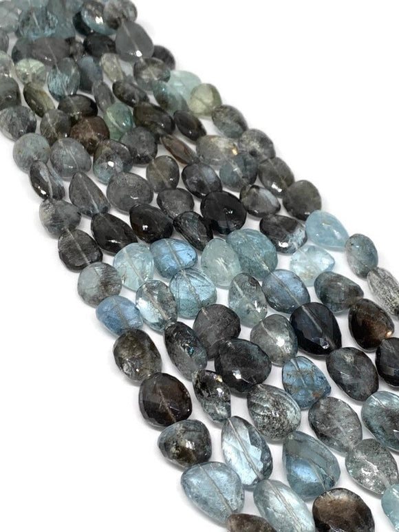 Moss Aquamarine Faceted Nuggets 13-14 x 15-18 mm size Length 17 inch Top Quality AAAA- Moss Aquamarine Beads