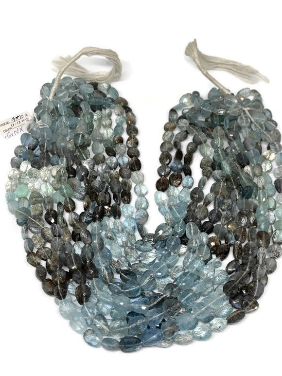 Moss Aquamarine Faceted Nuggets 9-10x11-12 mm size Length 17 inch Top Quality AAAA- Moss Aquamarine Beads