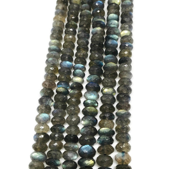 8MM Labradorite faceted Roundel , Natural labradorite with Blue Fire , length is 10