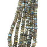 8MM Labradorite faceted Roundel , Natural labradorite with Blue Fire , length is 10" Top Quality , Hole size 1.00 MM , Bigger hole beads