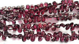 Garnet Faceted Pear Shape Briolette , 7X9mm, 8 Inch Strand , Red garnet Pear Shape