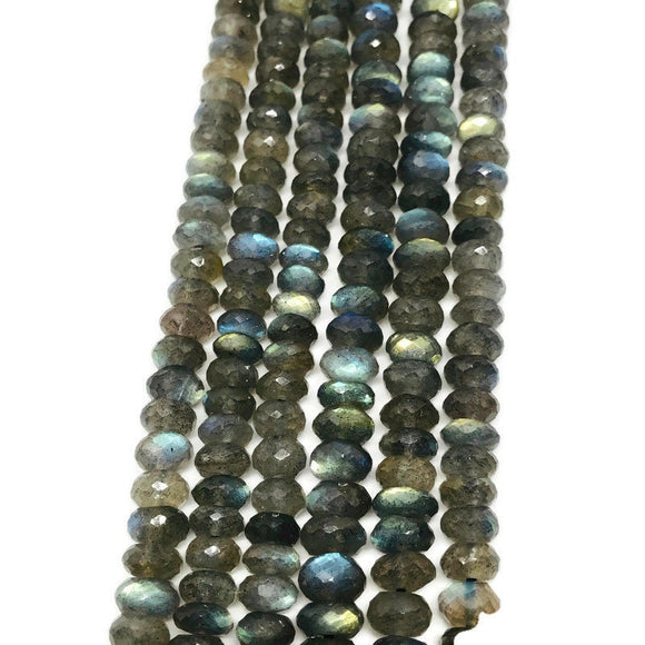 10MM Labradorite faceted Roundel , Natural labradorite with Blue Fire , length is 10