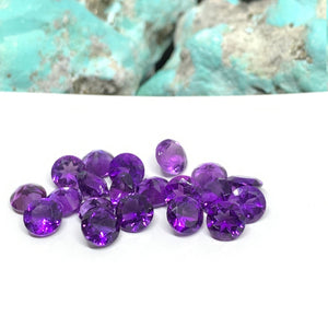 6mm Amethyst Round Cut Pack of 4 pcs- African Amethyst Round Cut Stone - Natural Amethyst Loose Stone
