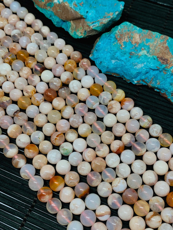 Cherry Blossom Agate 8MM Round Beads - Perfect Round Beads AAA Quality 40 cm length - Gemstone Round Beads