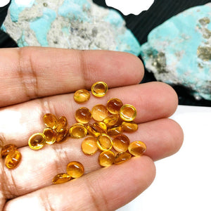 6mm Citrine Round Cabochons - Good yellow color cabs, Natural Citrine Cabs , Pack of 4 pcs