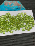 Peridot Square 5mm cut stone - Pack of 5 pcs  - Natural Peridot Faceted Square - Peridot loose Stones