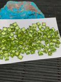 Peridot Square 5mm cut stone - Pack of 5 pcs - Natural Peridot Faceted Square - Peridot loose Stones