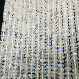 6MM Moonstone Roundel, AAA Quality , 14 Inch Strand , Rainbow Moonstone, Origin India . Blue Flash Moonstone