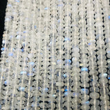 8MM Moonstone Roundel, AAA Quality , 14 Inch Strand , Rainbow Moonstone, Origin India . Blue Flash Moonstone