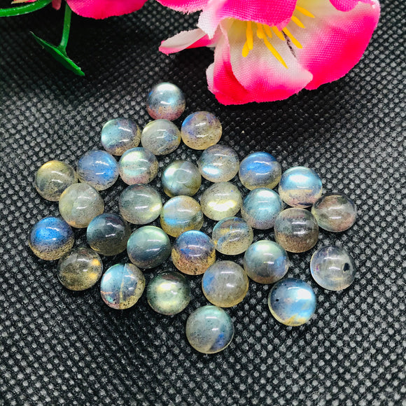 8MM Labradorite  Round Cabs. Natural Blue Fire Cabs , Gemstone cabs pack of 6 pc , Gemstone cabs