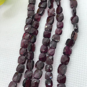 Garnet faceted Square 8MM  , Length 8 Inch , Natural Indian Red garnet , garnet briolette shape , Garnet square beads