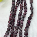 Garnet faceted Square 7MM  , Length 8 Inch , Natural Indian Red garnet , garnet briolette shape , Garnet square beads