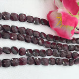 Garnet faceted Square 7MM , Length 8 Inch , Natural Indian Red garnet , garnet briolette shape , Garnet square beads