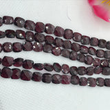 Garnet faceted Square 6MM , Length 8 Inch , Natural Indian Red garnet , garnet briolette shape , Garnet square beads