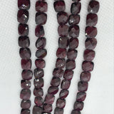 Garnet faceted Square 7MM , Length 8 Inch , Natural Indian Red garnet , garnet briolette shape , Garnet square beads