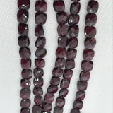 Garnet faceted Square 6MM  , Length 8 Inch , Natural Indian Red garnet , garnet briolette shape , Garnet square beads