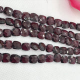 Garnet faceted Square 7MM , Length 8 Inch , Natural Indian Red garnet , garnet briolette shape , Garnet square beads