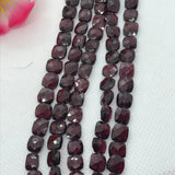 Garnet faceted Square 7MM  , Length 8 Inch , Natural Indian Red garnet , garnet briolette shape , Garnet square beads