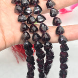 Garnet faceted Pyramid 6 MM , Length 8 Inch , Natural Indian Red garnet , garnet briolette shape , Garnet Fancy shape