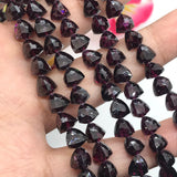 Garnet faceted Pyramid 7 MM , Length 8 Inch , Natural Indian Red garnet , garnet briolette shape , Garnet Fancy shape