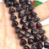 Garnet faceted Pyramid  7 MM  , Length 8 Inch , Natural Indian Red garnet , garnet briolette shape , Garnet Fancy shape