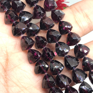 Garnet faceted Pyramid  7 MM  , Length 8 Inch , Natural Indian Red garnet , garnet briolette shape , Garnet Fancy shape