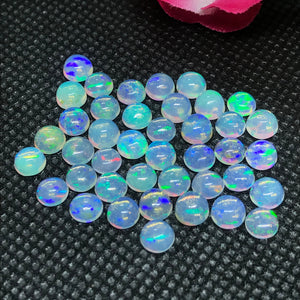 5MM Ethiopian Opal Round Pack 6 Pcs-Code #04- AAA Quality (3A Grade) Opal Cabochon - Ethiopian Opal Round Cabochon , Transparent quality