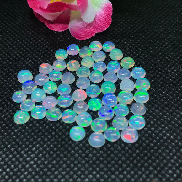 5MM Ethiopian Opal Round Pack 6 Pcs-Code #04- AAA Quality (3A Grade) Opal Cabochon - Ethiopian Opal Round Cabochon