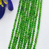 Chrome Diopside 2.5MM faceted Round , Very good quality in 15.5" Length ,country of origin Russia. Micro faceted Round beads, AAA Quality