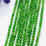 Chrome Diopside 2.5MM faceted Round , Very good quality in 15.5" Length ,country of origin Russia. Micro faceted Round beads, AAA Quality