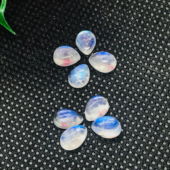 5X7 MM Pear Rainbow Moonstone Smooth Cabs, Pack of 5 Pc. Good Quality Cabochons AAAA Quality . Blue Moonstone