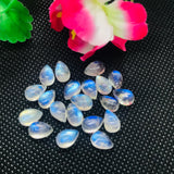 5X8 MM Pear Rainbow Moonstone Smooth Cabs, Pack of 5 Pc. Good Quality Cabochons AAAA Quality . Blue Moonstone