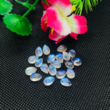 5X8 MM Pear Rainbow Moonstone Smooth Cabs, Pack of 5 Pc. Good Quality Cabochons AAAA Quality . Blue Moonstone