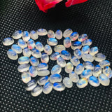 4X6MM Moonstone Oval Cabs, Pack of 8 Pc. Good Quality Cabochons Code AAAA , Moonstone Cabochon , Blue Flash Moonstone