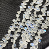 Moonstone 7X9 MM Faceted Pear briolette , Good quality and transparent stones , Faceted pear shape with blue and yellow fire