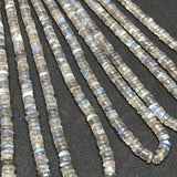 Labradorite Tyre shape or wheel Shape , size 4MM , AAA Quality , length 15 Inch . Blue Flash Labradorite , Labradorite Flat roundel