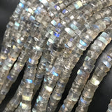 5MM Labradorite Faceted Tyre / wheel Shape  , AAA Quality  faceted beads, length 15 Inch . Blue Flash Labradorite , Faceted Roundel