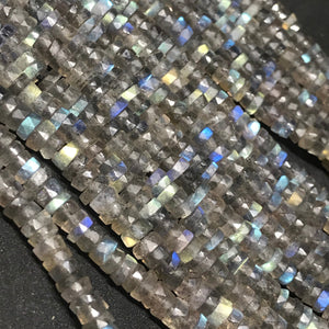 5MM Labradorite Faceted Tyre / wheel Shape  , AAA Quality  faceted beads, length 15 Inch . Blue Flash Labradorite , Faceted Roundel