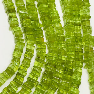 Peridot Slice shape Beads, Size 4MM , Natural Peridot in AAA Quality , Length 15 Inch . Peridot Heishi shape