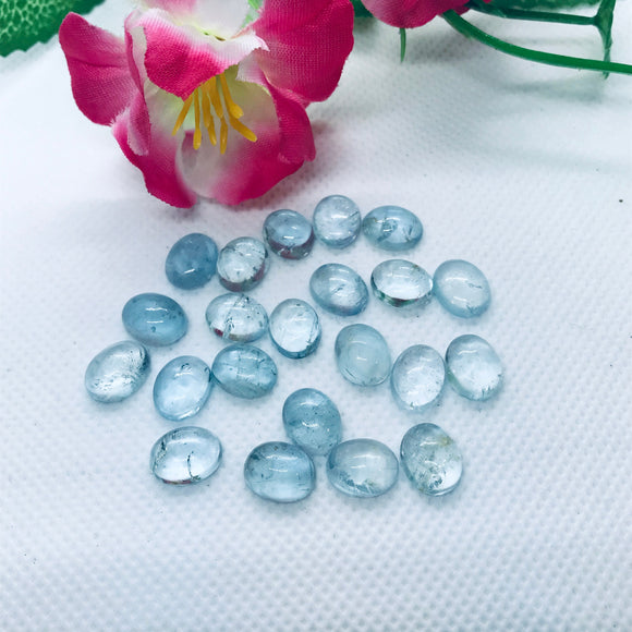 Aquamarine  8X10 MM Oval cabs ,Milky Aquamarine cabochon ,Pack of 4 pc. AAA Quality cabs, Blue Aquamarine