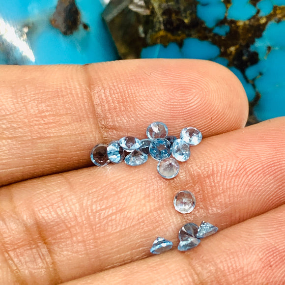 Blue Topaz Round Cut  3mm - Pack of 10 Pcs  - Swiss Blue Topaz Cut - Loose Stone - Natural Blue Topaz loose stone