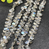 Labradorite 5x7mm Faceted Pear Briolettes, Pear shape ,Natural Blue Flash Labradorite , Top Quality -Labradorite Briolletes , Length 8 Inch