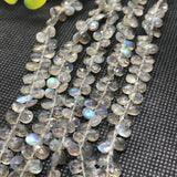 Labradorite 5x7mm Faceted Pear Briolettes, Pear shape ,Natural Blue Flash Labradorite , Top Quality -Labradorite Briolletes , Length 8 Inch