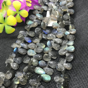 Labradorite 8X12 MM  Faceted Pear shape Briolettes, Natural Blue Flash Labradorite ,Top Quality -Labradorite Briolletes ,Length 8 Inch