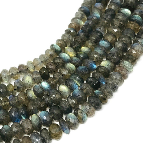 12MM Labradorite faceted Roundel , Natural labradorite with Blue Fire , length is 10