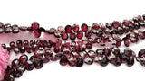 Garnet Faceted Pear Shape Briolette , 7X9mm, 8 Inch Strand , Red garnet Pear Shape